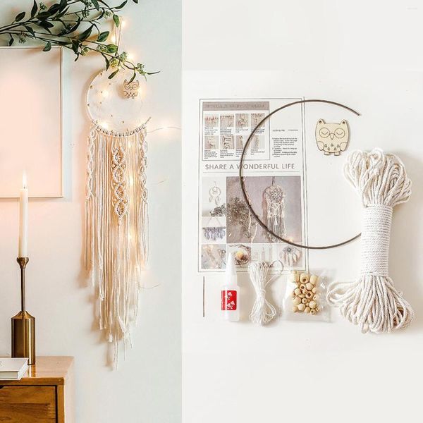 Tapisseries Macrame Dream Catcher Kit de matériel de bricolage créatif pour la décoration d'art de toile de fond