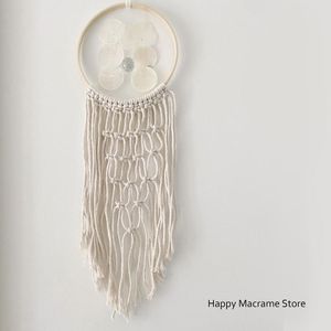 Tapices Macrame Mother Of Pearl Mobile Wind Chimes Sun Catcher L Colgante de pared Tapiz tejido a mano Dream