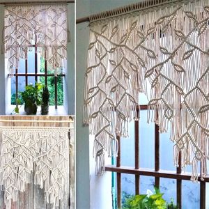 Tapisses Macrame Valance Leaf à motif rideau Bohemia Porte de fenêtre suspendue sans tapisserie murale du personnel en bois en bois