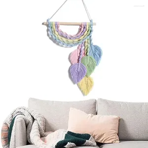 Tapisseries macrame art mural boho hangle de feuilles chics chics à la main décor bohemien à la main pour appartement à la maison vivante