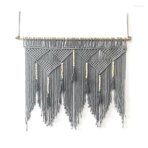 Tapisseries macrame mur suspendu à la main à la main à la main Bohemian Cotton Boho Tapestry Home Decor Grey