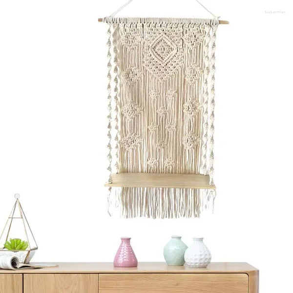 Tapisseries Macramé Tenture murale Étagère Planteur Cintre pour plantes Décor de style Boho fait à la main avec une belle corde et