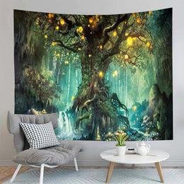 Tapices Tapiz de bosque mágico Naturaleza Árbol de la vida Hada Arte para colgar en la pared Sala de estar Dormitorio Dormitorio