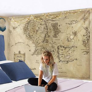 Tapestries Magic Map of Middle Earth Tapestry Art Wall Hangende deksel Bedspread Warring Home Slaapkamer Decor 221006