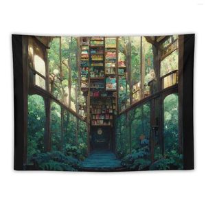 Tapisseries librairie magique dans les bois, tapisserie murale esthétique suspendue, décor Kawaii