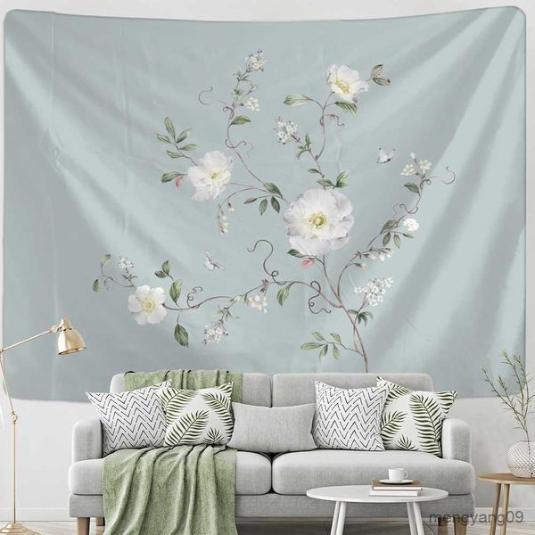 Tapices Magnolia Flor Pintura decorativa Tapestería Arte colgante de la pared Simple y fresco Rala de estética Decoración de telas R230815