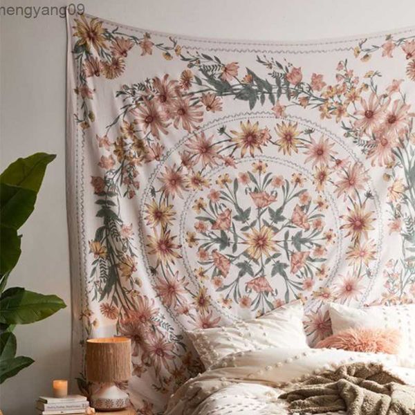 Tapisseries Mandala Tapestry mur suspendu fleur psychédélique bohème indien tapisseries imprimées mur art tissu de dortoir de maison pour chambre R230817