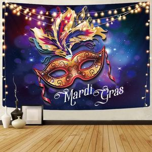 Wandtapijten Mardi Gras Tapijt Muur Hangend Masker Achtergrond Decor Carnaval Decoratie Voor Slaapkamer Kamer Woonkamer Feest