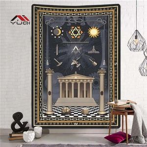 Tapisseries maçonniques Tapestry Home Decoration Art Background Mur Mur Sofa Aesthetic Room Decor 6 tailles