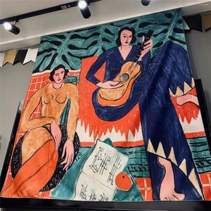 Tapisseries Matisse la guitare féminine tapisserie maison décoratif tissu artistique peinture de peinture à l'huile pour le salon arts et artisanat