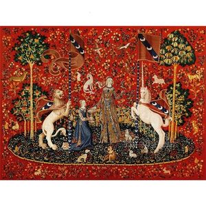 Tapisseries médiévale dame tapisserie européenne royale et licorne pour chambre salon appartement dortoir décor 230330