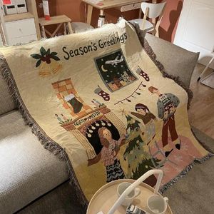 Tapestries Merry Christmas Tapestry Kawaii pluche deken comfortabel bankje picknick doek warm beddengoed quilt kamer decoratie festival cadeau