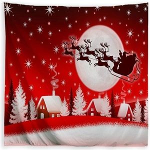 Wandtapijten Vrolijk Kerstfeest Tapijt Muur Hangend Woondecoratie Elanden Slee Kerstman Slaapkamer Kinderkamer Woonkamer Slaapzaal Grote Achtergrond Doek 231207