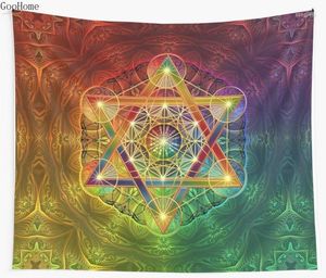 Tapestries Metatron's Cube met Merkabah en Flower of Life Wall Tapestry Cover Beach Towel Throw Deken Picknic Yoga Mat Home