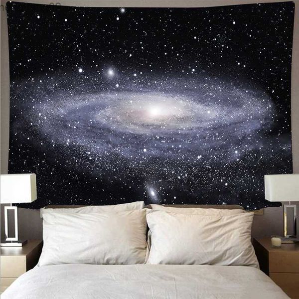 Tapisseries Milky Way Starry Tapestry grand mur céleste couvrant le mur psychédélique suspendu polyester imprimé star de plage serviette de serviette R230817