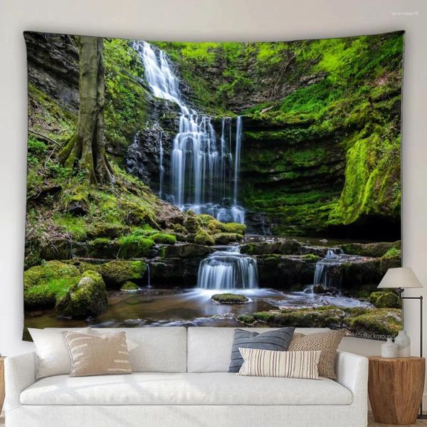 Tapisseries moderne 3D pittoresque tapisserie tropicale forêt cascade jardin naturel paysage mur intérieur chambre chambre dortoir