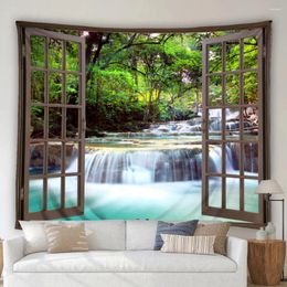 Tapestries Modern Forest Tapestry 3d Rainforest Waterfall River Outdoor Jungle Garden Plant Home Dorm Room Decor achtergrond Fabric
