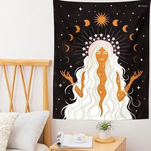 Tapestries Moon Phase Girl Mandala Tapestry Wall Hanging Boho Decor Macrame Hippie Witchcraft Art Decoration