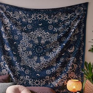 Tapestries Moon Phase Tapestry Mirna Celestial Boho Wall Hanging Waarzeggerij Hekserij Flower Room Decor Esthetisch