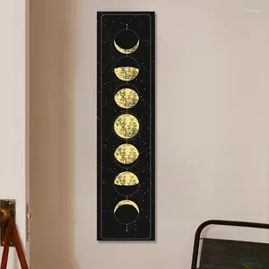 Tapestries Maanfase Tapijtwand hangende zwarte boho kamer sterrenheme luchtdecoratie zon en woondecoratie print