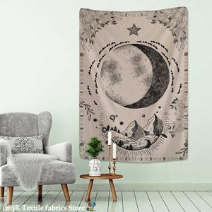 Tapisseries murales suspendues de Tarot de lune, sorcellerie, Hippie, Mandala, tissu de fond artistique, décoration de maison