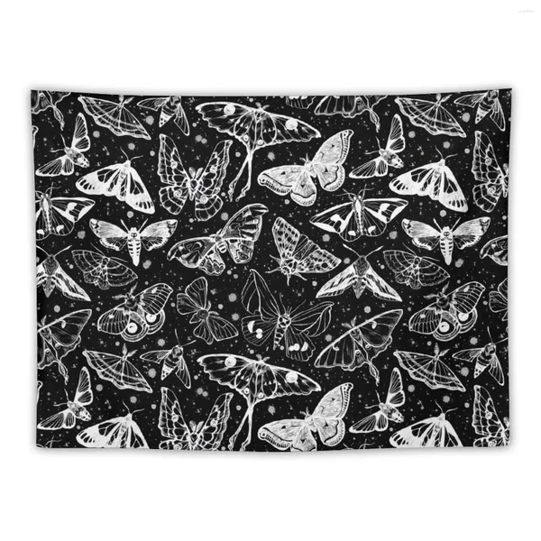 Tapisseries Moth Magic sur tapisserie noire Tapete pour le mur papier peint décoration chambre peintures décoratives