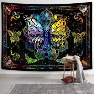 Wandtapijten Mottenschedel Tapijt Muuropknoping Blauwe Mandala Wandtapijten Tiener Slaapkamer Woonkamer Dorm Decor Muurschildering Deken