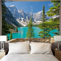 Tapestries Mountain Forest Lake Tapestry Goedkope natuurlijke landschap Wandhangen kunst dunne polyester hangende doek plafond deken huisdecor r230817