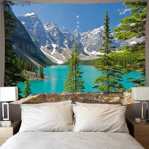 Tapisseries Mountain Forest Lake tapisserie pas cher paysage naturel mur suspendu art mince polyester peinnement de tissu couverture de la maison r230817