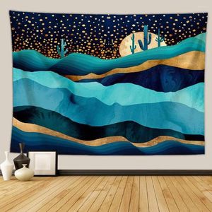Tapisseries Mountain Landscape Tapestry Forest Moon Starry Sunset Nature Nature Mur Home Decor for Living Room Bedroom Dorm