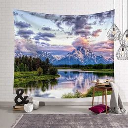 Tapestries Mountain Roll Lake View goedkope tapijtkunst psychedelische muur hangende strandhanddoek mandala decoratief