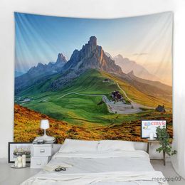 Tapisseries Montagne lac roulant paysage tapisserie art psychédélique tenture serviette de plage mandala décoratif mince couverture yoga R230713