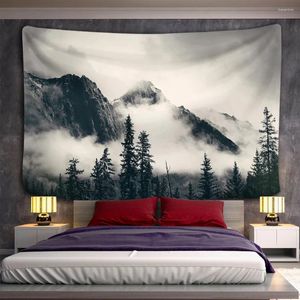Tapisseries montagnes Tapestry Forest Landscape Starry Sky Mur suspendu couverture de dortoir de village