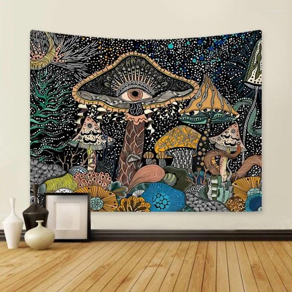 Tapisseries champignons œil tapisserie marine vie décoratif mur paon boho tissu suspendu abstrait fond océan décorations de pièce