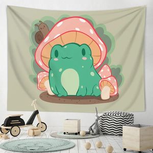 Wandtapijten Paddestoel Kikker Tapijt Boho Hippie Leuke Cartoon Kinderkamer Kunst Wandbekleding Meisje Dorm Home Decor