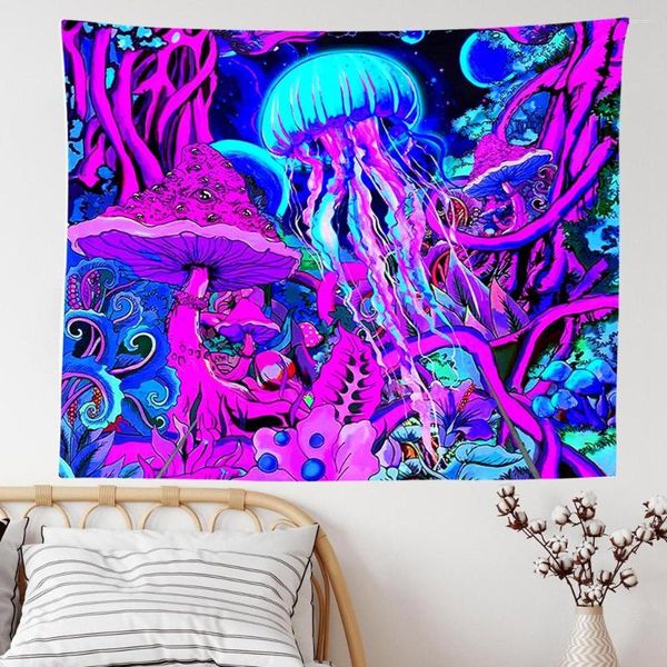 Tapices tapiz de setas medusas Trippy pared fantasía planta colgante para decoración del hogar