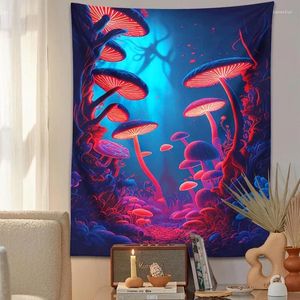 Tapices Montras de tapices Tapestry Hanging Colorido Dormo de arte de la universidad brillante Power Mushroom para sala de estar Decoración del hogar