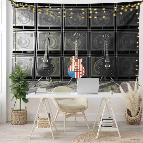 Tapices Música Tapestria Guitarra Musical Tapestry Wall Walling For Bedroom Instrument Style Lave Tapestry para la sala de la música en el hogar Decoración R230812