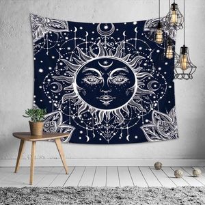 Tapisseries myl cilé au soleil et à la lune motif hippie tapisserie noire blanche mural céleste jet de suspension