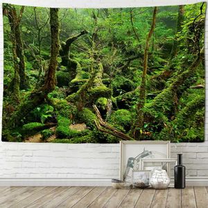 Tapisses Natural Forest Landscape Mur suspendu Tapestry Hippie Decorative Art Bohemian Style Bedroom Living Room Decoration