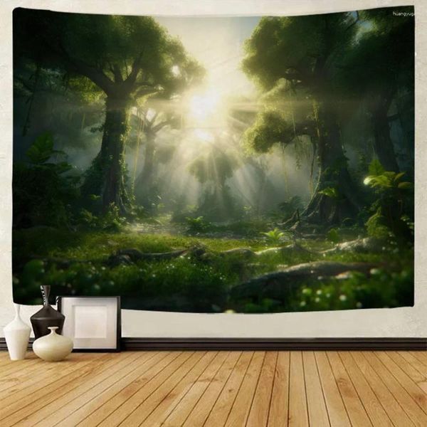 Tapisseries paysage naturel tapisserie maison décoration art forestier cascade salon mur hippie tissu