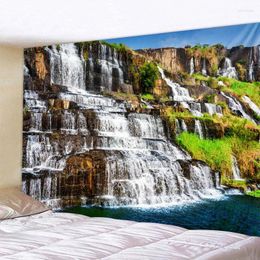 Wandtapijten Natuurlijk landschap Waterval Groot tapijt Bosstroom 3D-printen Muuropknoping Decoratie Boheemse huiskamer