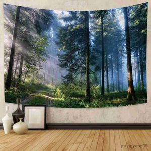 Tapestries Nature Landscape Tapestry Beautiful Tropical Forest Wall Hanging Hippie Bedroom Living Room College Dorm Home Decorations R230812