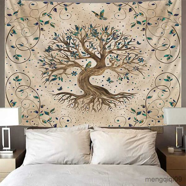 Tapices Nuevo árbol de la vida Arte Tapiz Colgante de pared Tamaño grande Yoga Mat Hojas Decoración para el hogar R230705