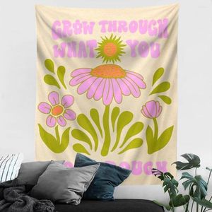 Tapestries Noordse abstracte zon Flower Tapijtwand Wall Hangende kunst Hippie Ins Room Decor Girl Pink Decoratie