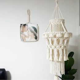 Tapices nórdico bohemio macramé araña de mano pantalla algodón tejido tapiz Homestay modelo habitación decoraciones colgante de pared