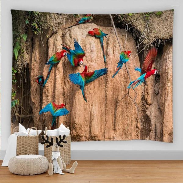 Tapisseries nordices colorées belles perroquet oiseaux mur pending bohème hippie science-fiction salle de maison décoration intérieure
