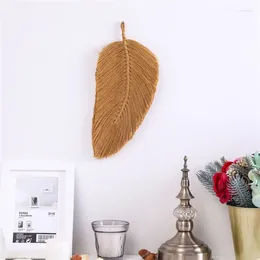 Tapestries Nordic Leaf Feather Tapestry Boho Woven Cotton Wall Hanging Macrame Pendant Bohemian Handmade Chic For Kids Room Bedroom Decor