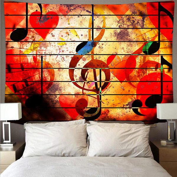 Tapices Nordic Musical note tapiz de pared música colorida fondo tela arte decoración colgante impresión digital mural 221122