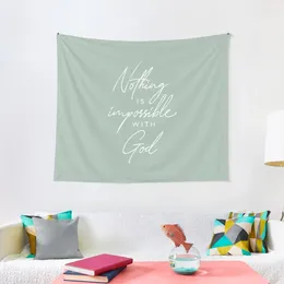 Wandtapijten Niets is onmogelijk bij God |Lucas 1:37 Bijbelvers Seafoam Green Tapestry Wall